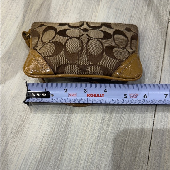 Coach Tan and Brown Signature Wristlet - Picture 4 of 5